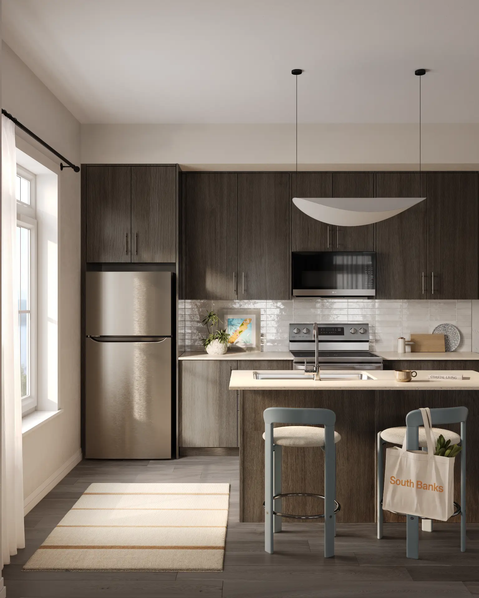 Kitchen with island and breakfast bar, colour package (artist’s concept)
